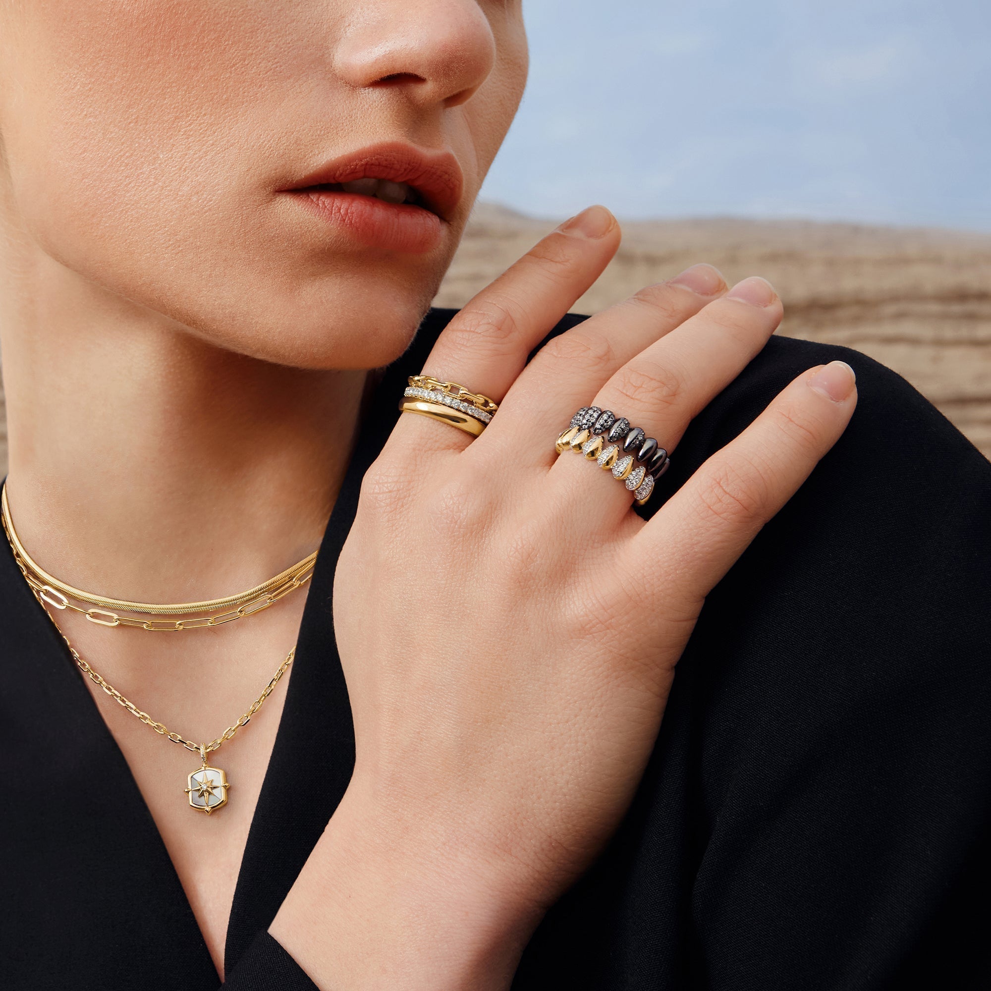 Ania Haie Two-Tone Sparkling Puffy Spike Ring