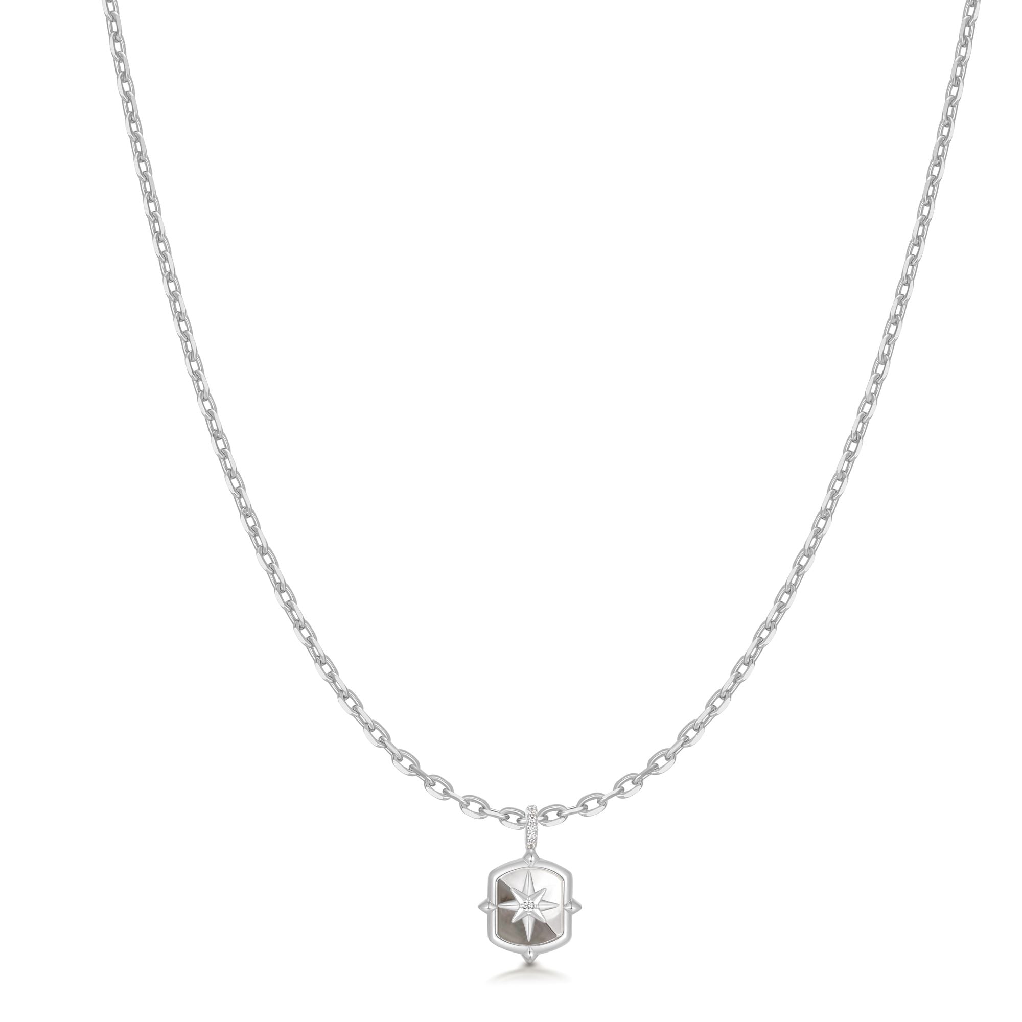 Ania Haie Silver Colour-Block Mother of Pearl Star Necklace