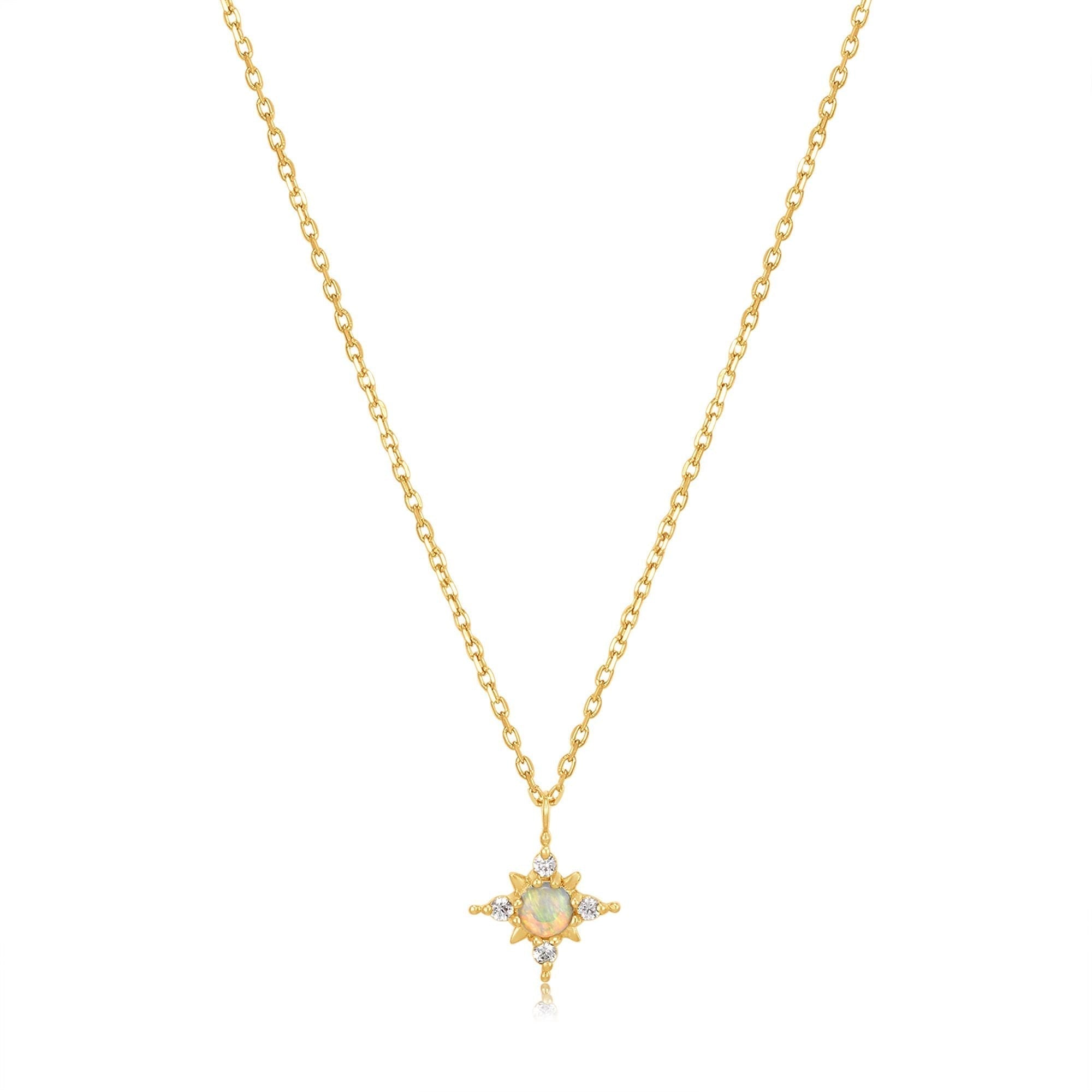 Ania Haie 14ct Gold Opal and White Sapphire Star Necklace