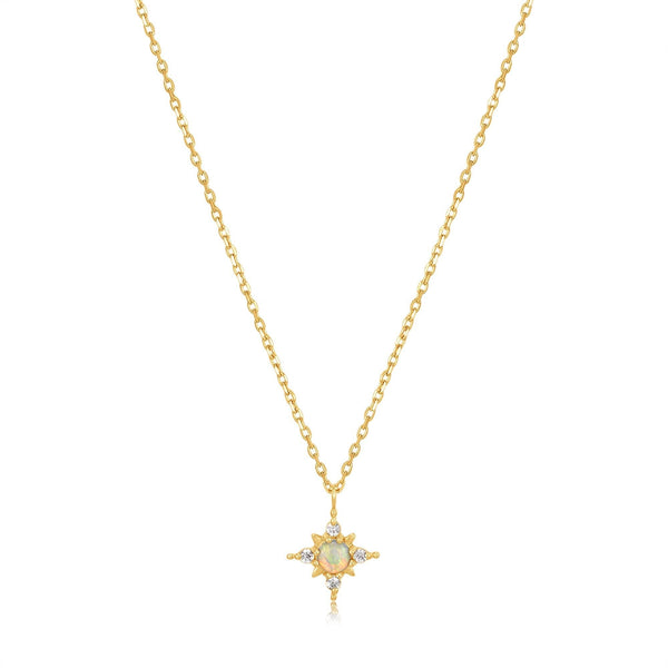 Ania Haie 14ct Gold Opal and White Sapphire Star Necklace