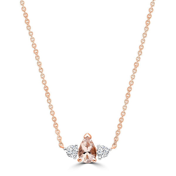 0.16ct HI I1 Diamond & Morganite Necklace 45cm in 9ct Rose Gold