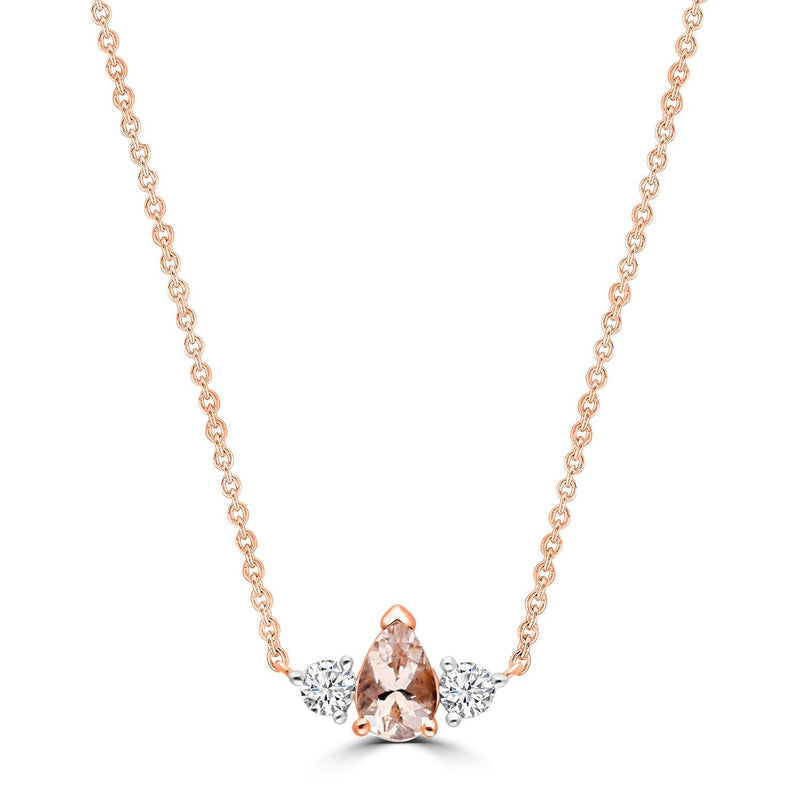 0.16ct HI I1 Diamond & Morganite Necklace 45cm in 9ct Rose Gold