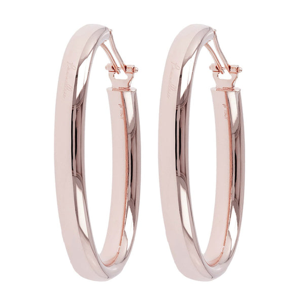 Bronzallure Golden Rose Oval Hoop Earrings