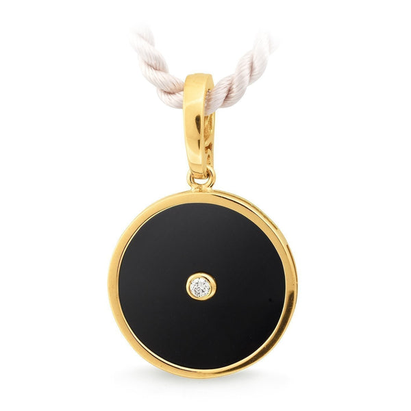 Onyx & Diamond Bezel Set Pendant in 9ct Yellow Gold