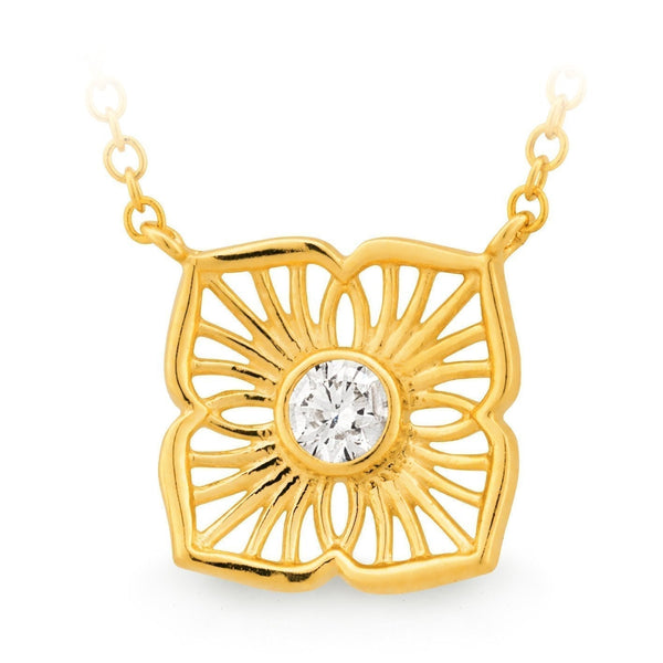 Diamond Bezel Set Pendant in 9ct Yellow Gold