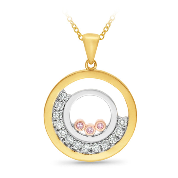 9ct White & Yellow Gold Pink Diamond Pendant