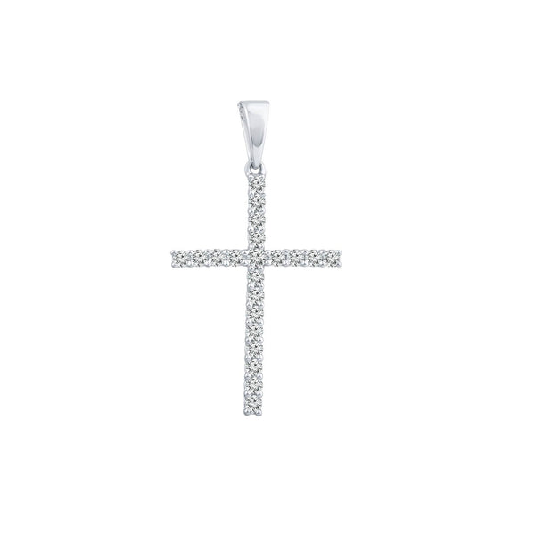 9ct White Gold 0.25ct Diamond Cross Pendant