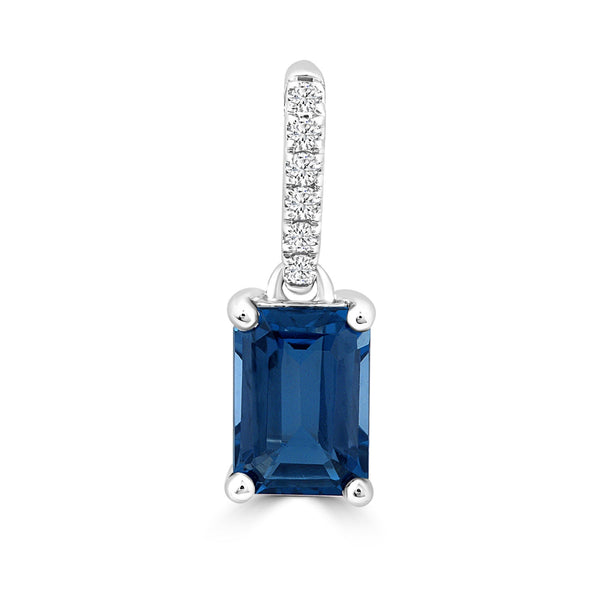 0.04ct HI I1 Diamond & Blue Topaz Pendant in 9ct White Gold