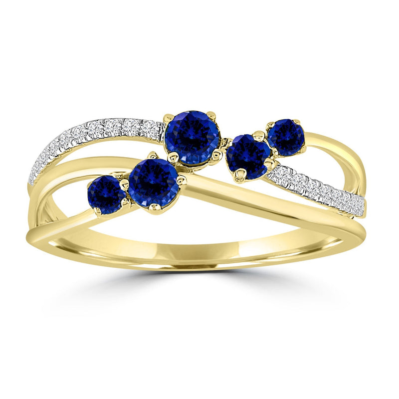 Diamond and Sapphire Ring with 0.10ct Diamonds in 9ct Yellow Gold