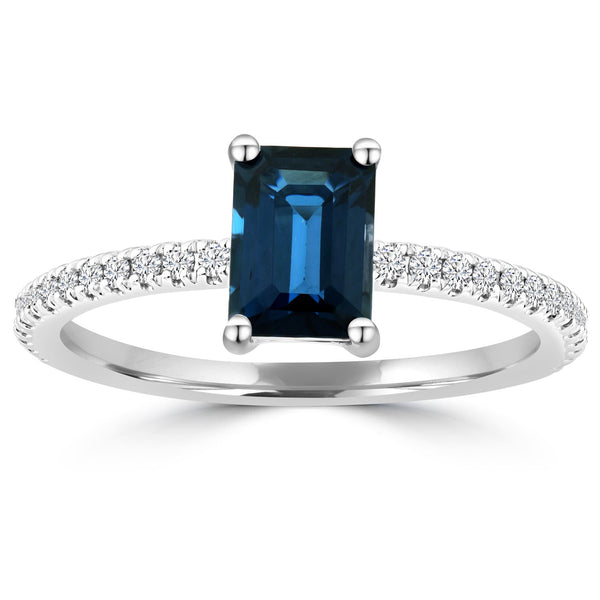 0.16ct HI I1 Diamond and London Blue Topaz Ring in 9ct White Gold