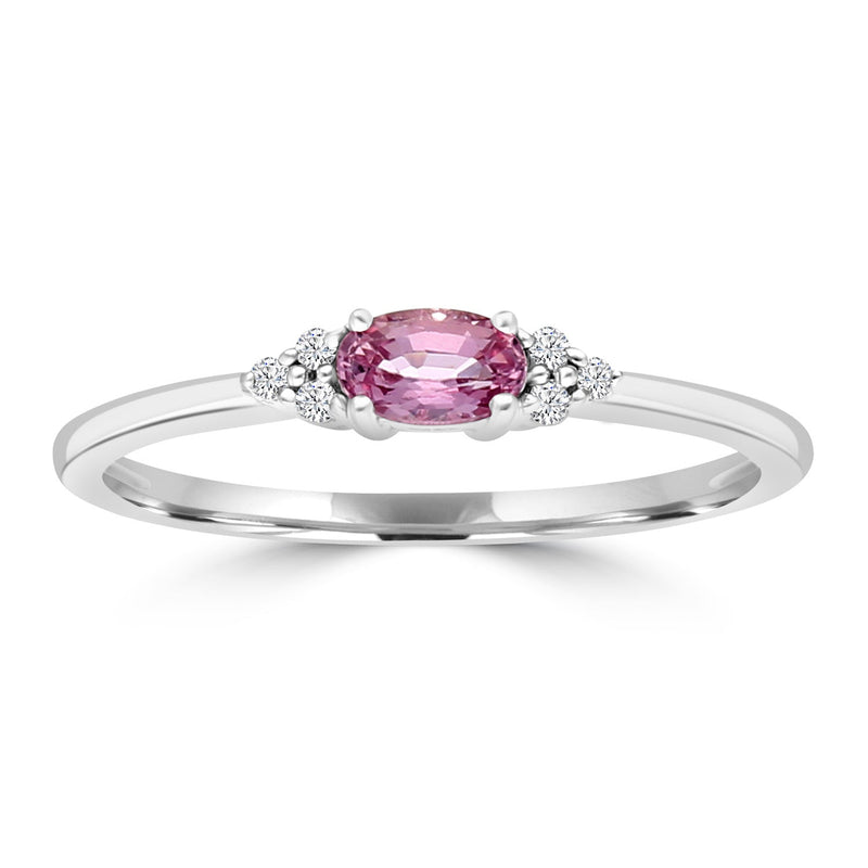 0.03ct HI I1 Diamond and Pink Sapphire Ring in 9ct White Gold