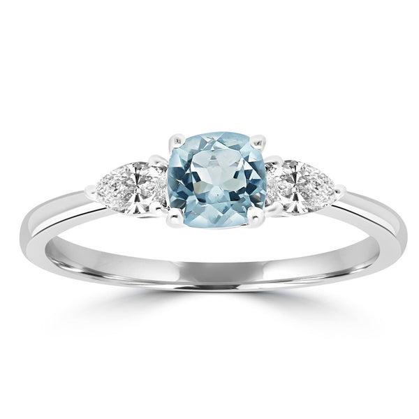 0.20ct HI I1 Diamond and Aquamarine Ring in 9ct White Gold