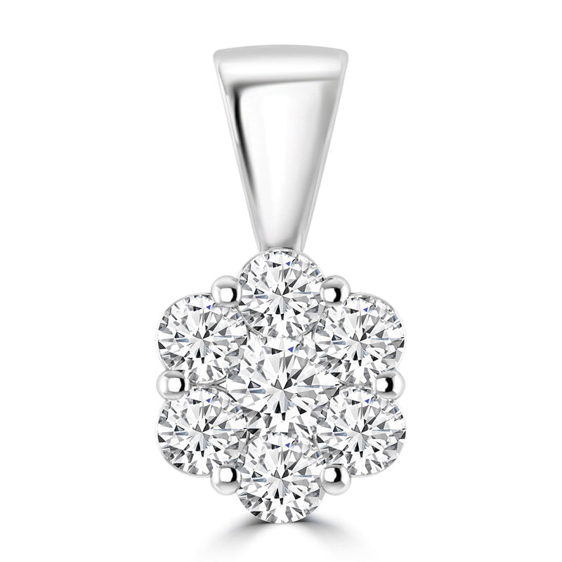 Cluster Diamond Pendant with 0.33ct Diamonds in 9ct White Gold - RJ9WPCLUS33GH