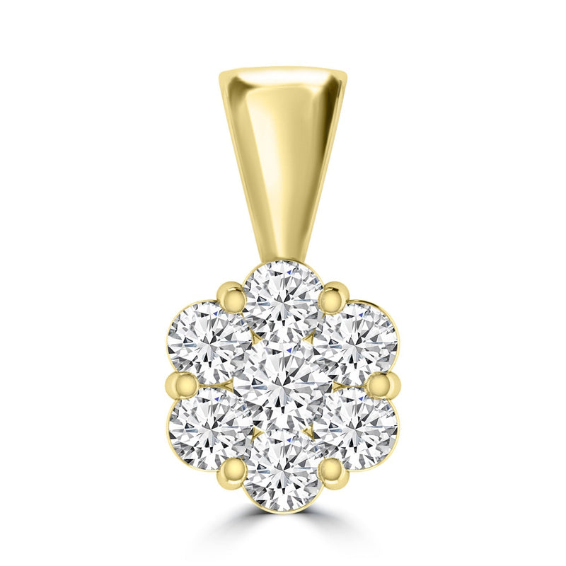 Cluster Diamond Pendant with 0.33ct Diamonds in 9ct Yellow Gold - RJ9YPCLUS33GH