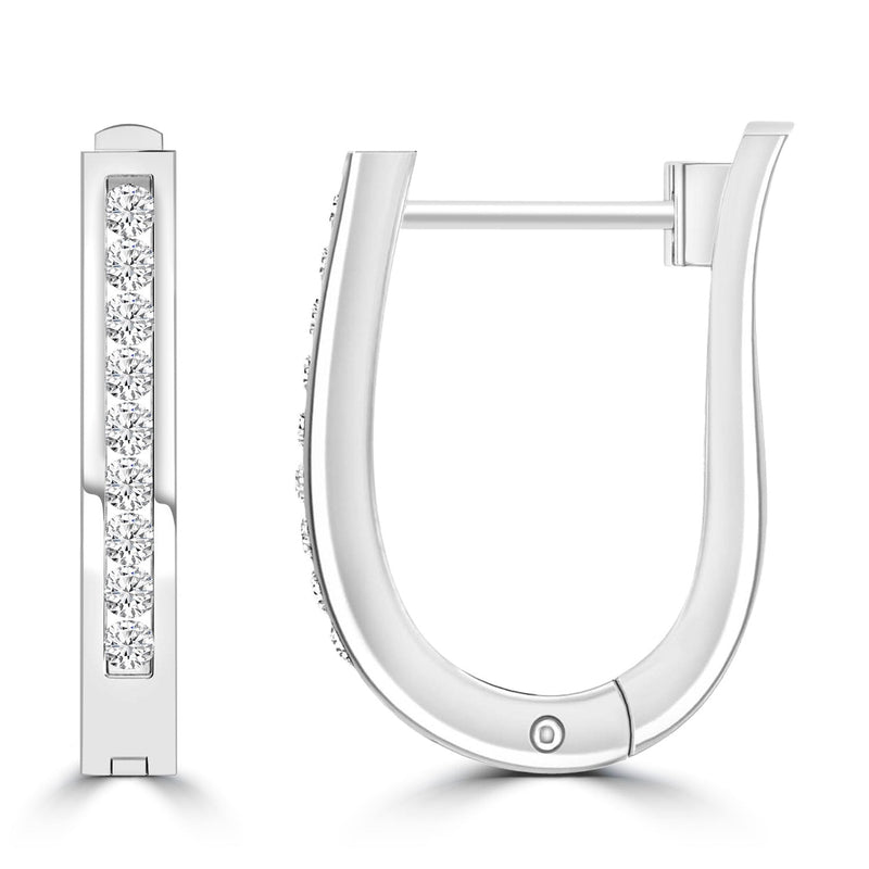 Diamond Huggie Earrings with 0.33ct Diamonds in 9ct White Gold - RJO9WHUG33GH