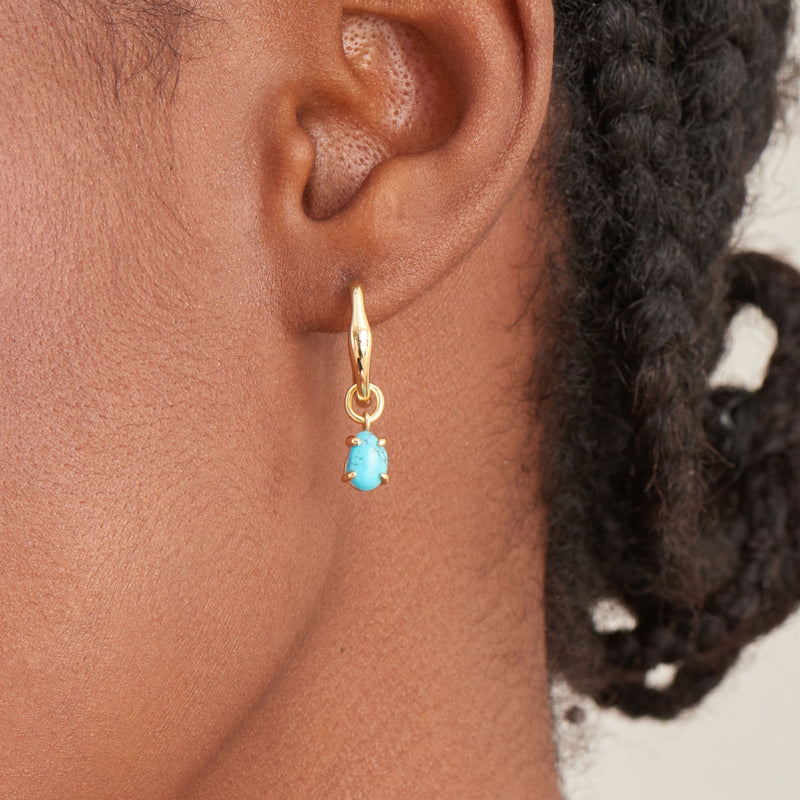 Ania Haie Gold Turquoise Drop Wave Huggie Hoop Earrings