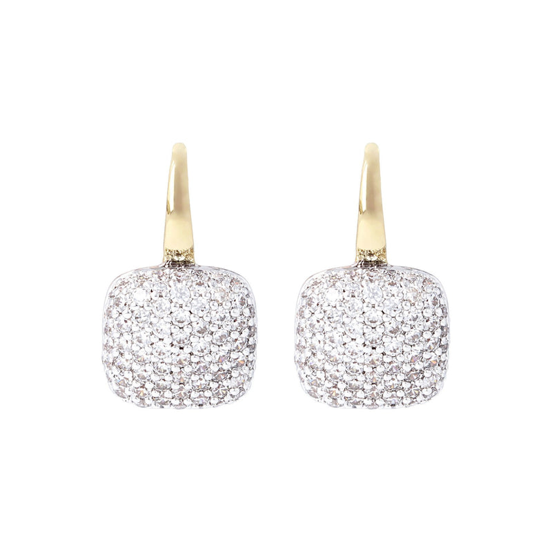 Bronzallure Square Pave Golden Earrings