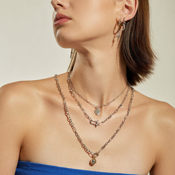 Ania Haie Silver Stud Link Charm Necklace