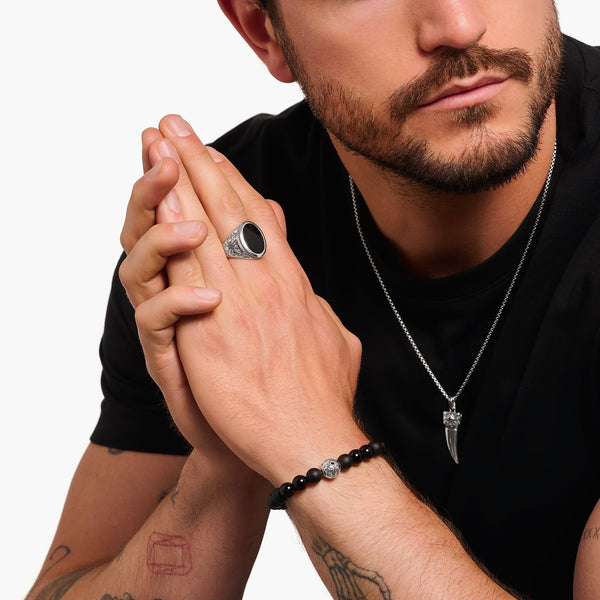 THOMAS SABO Rebel Wolf Ring with Onyx