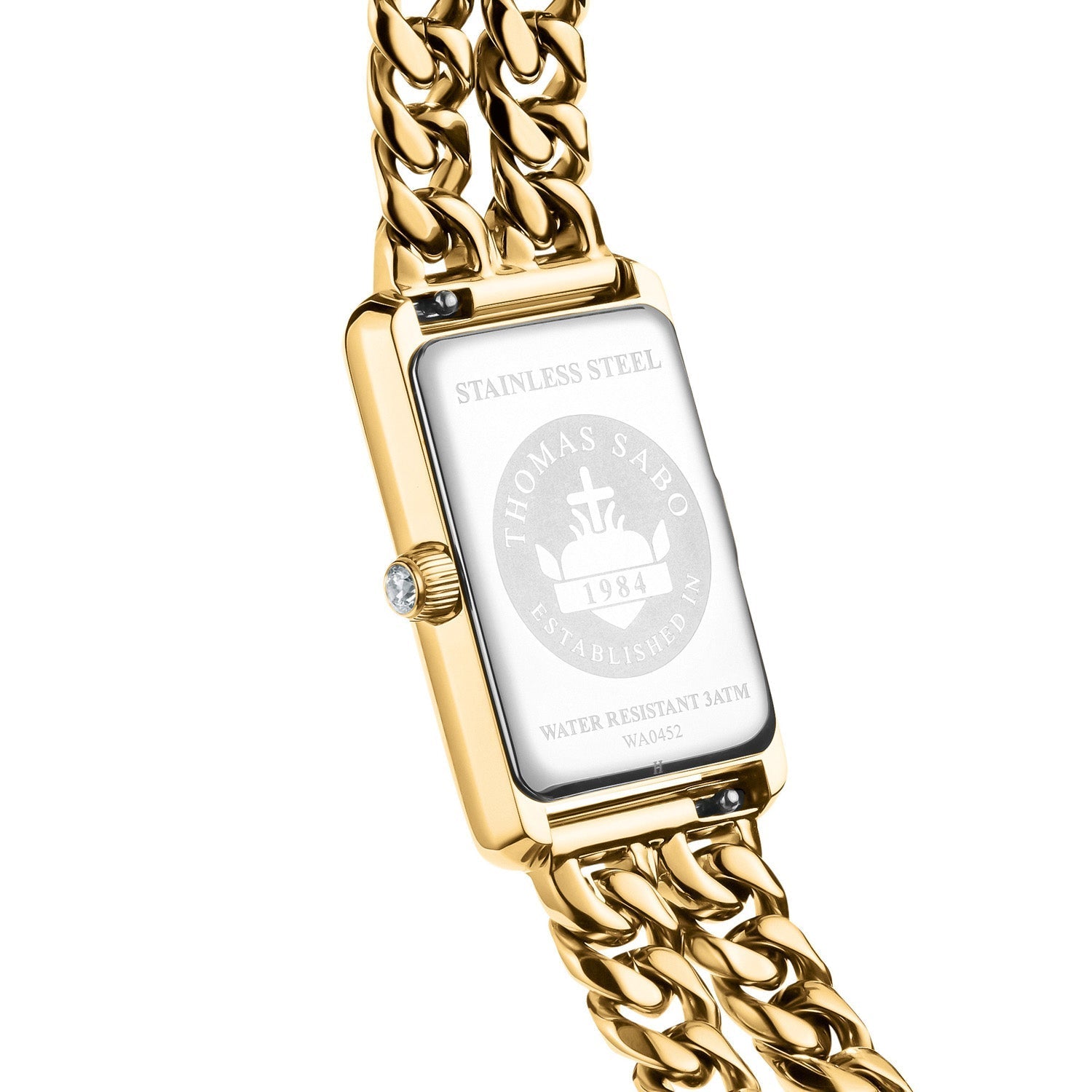 THOMAS SABO Ladies Rectangular Gold Watch with Black Dial