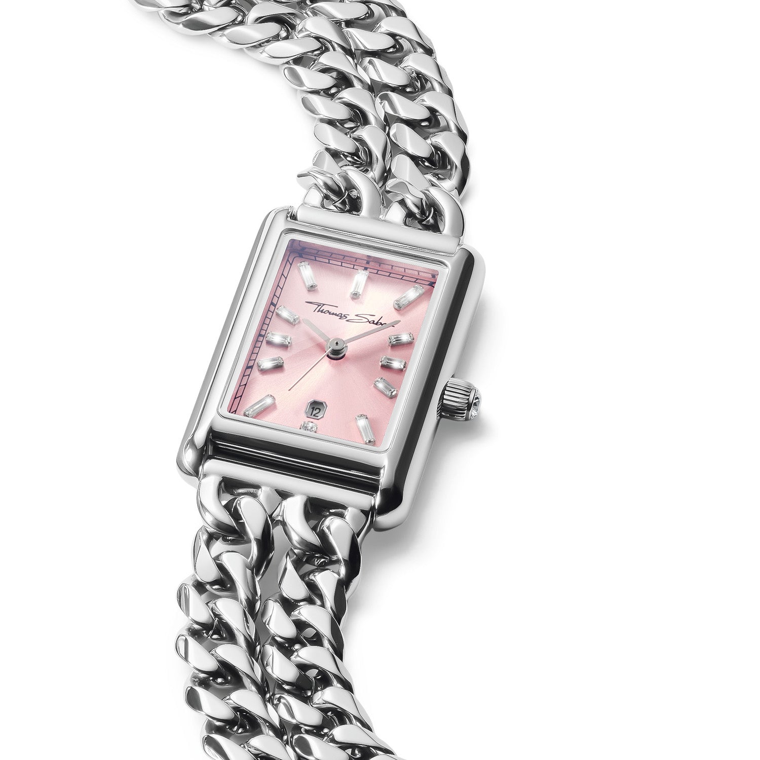 THOMAS SABO Ladies Rectangular Silver Watch with Pink Dial