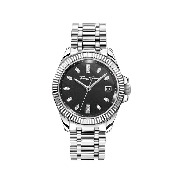 THOMAS SABO Women's Watch Divine Silver with Black Dial and Zirconia Stones