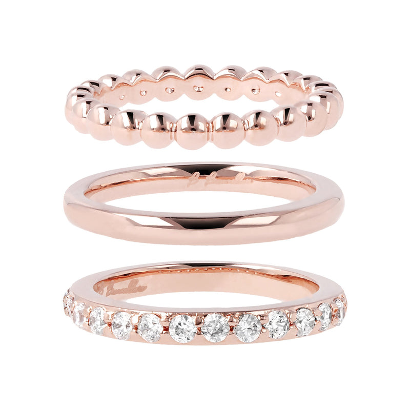 Bronzallure Set of Three Rings with Cubic Zirconia