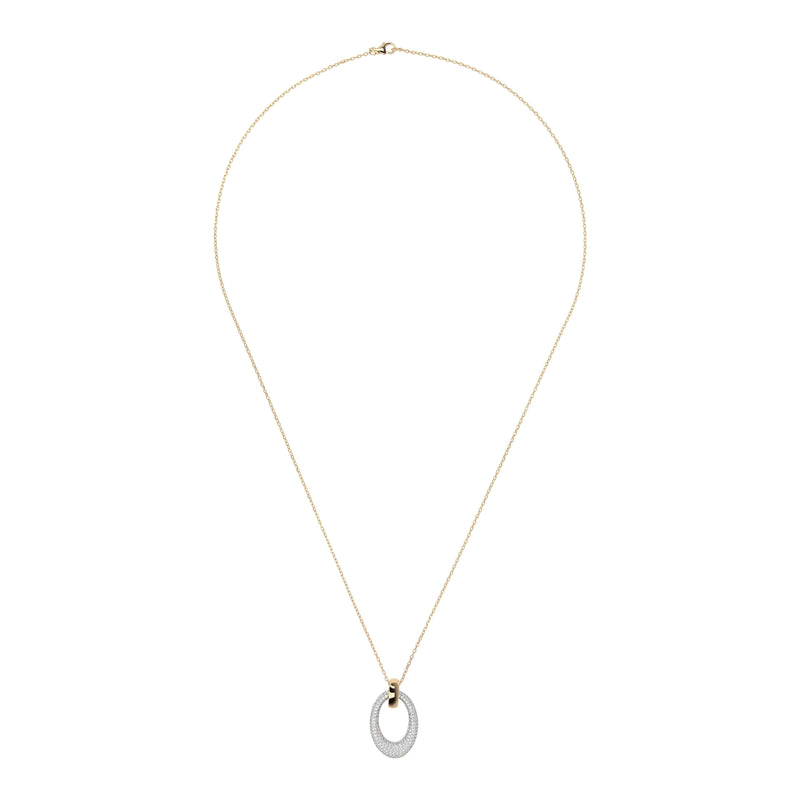 Bronzallure Altissima Golden Oval Pave Pendant Necklace