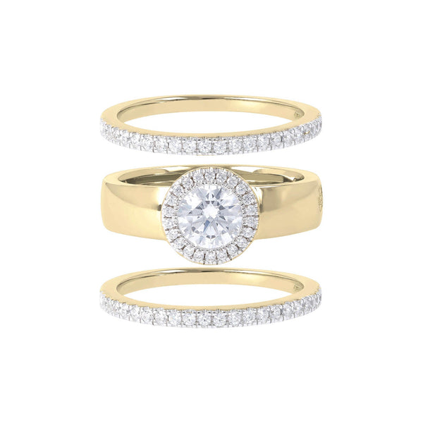 Bronzallure Golden Cubic Zirconia Circular Sone 3 Ring Set