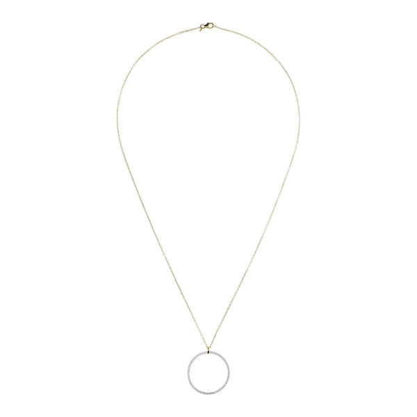 Bronzallure Pave Open Circle Pendant Golden Necklace