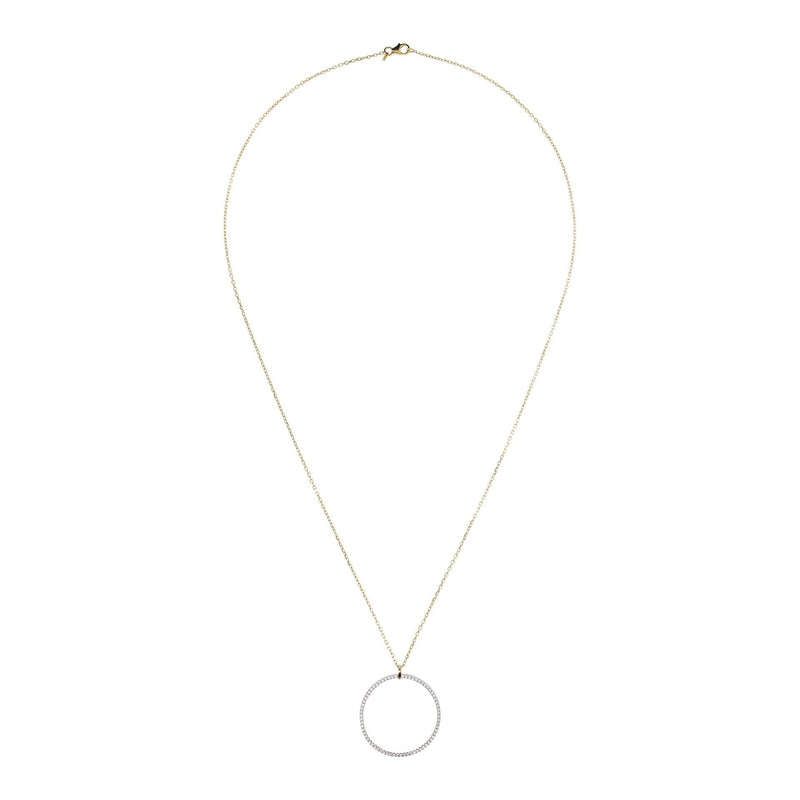 Bronzallure Pave Open Circle Pendant Golden Necklace