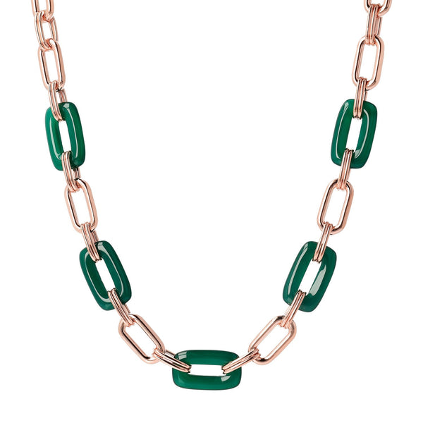 Bronzallure Variegata Green Agate Necklace 48.3cm