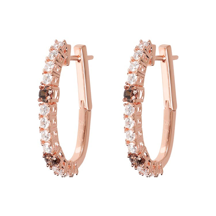 Bronzallure Miss Bronzallure Brown/White Cubic Zirconia Huggie Earrings