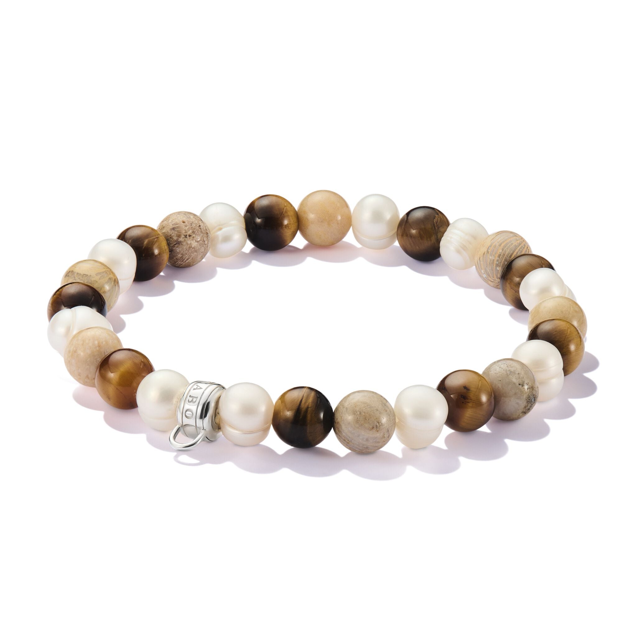 THOMAS SABO Charm Bracelet with Jasper & Tiger's Eye Beads