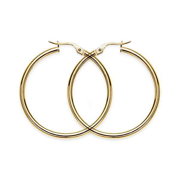 9ct gold polished hoops 30mm