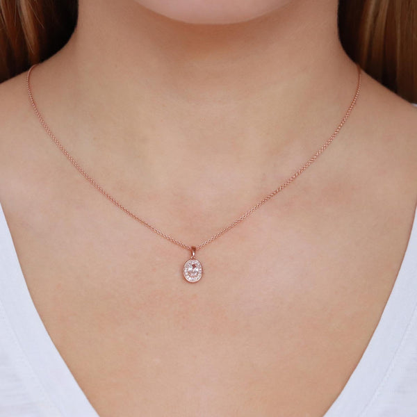 Morganite Pendant with 0.1ct Diamonds in 9K Rose Gold