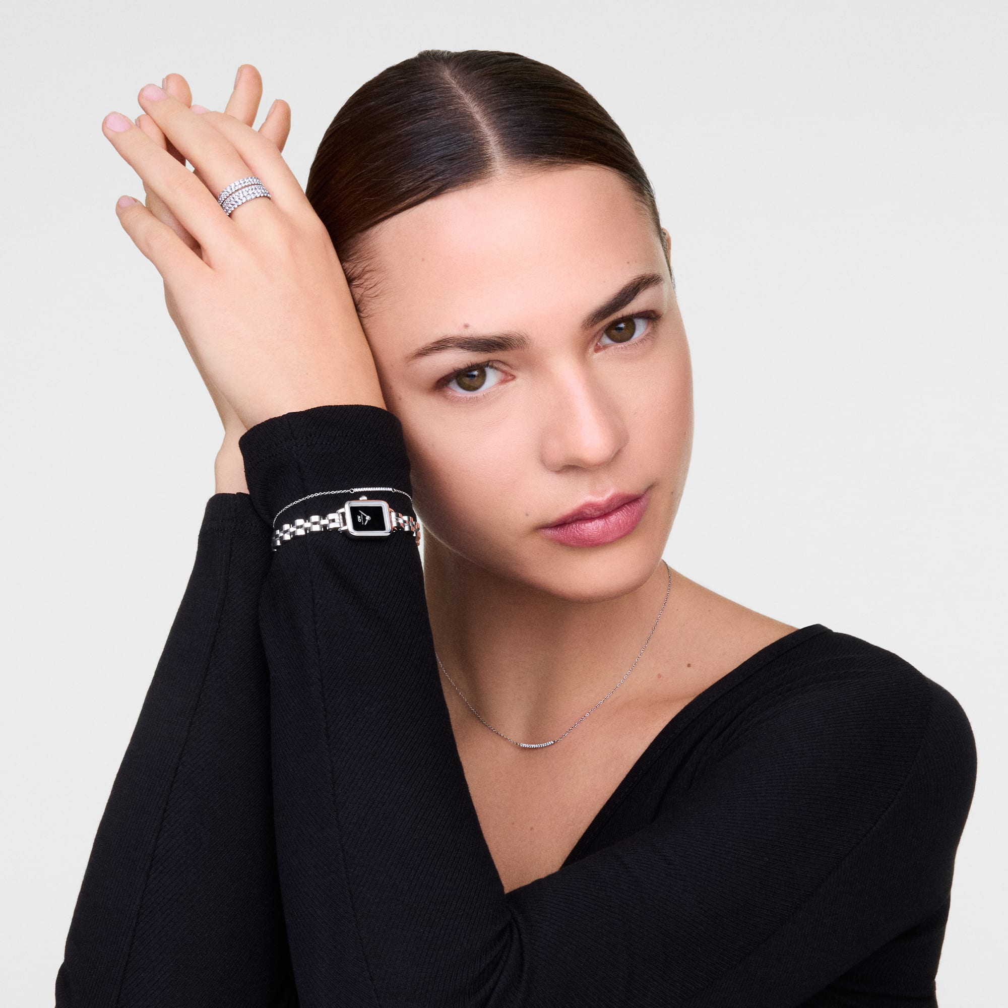 Daniel Wellington Quadro Mini Arch 3-link Onyx Sunray Silver
