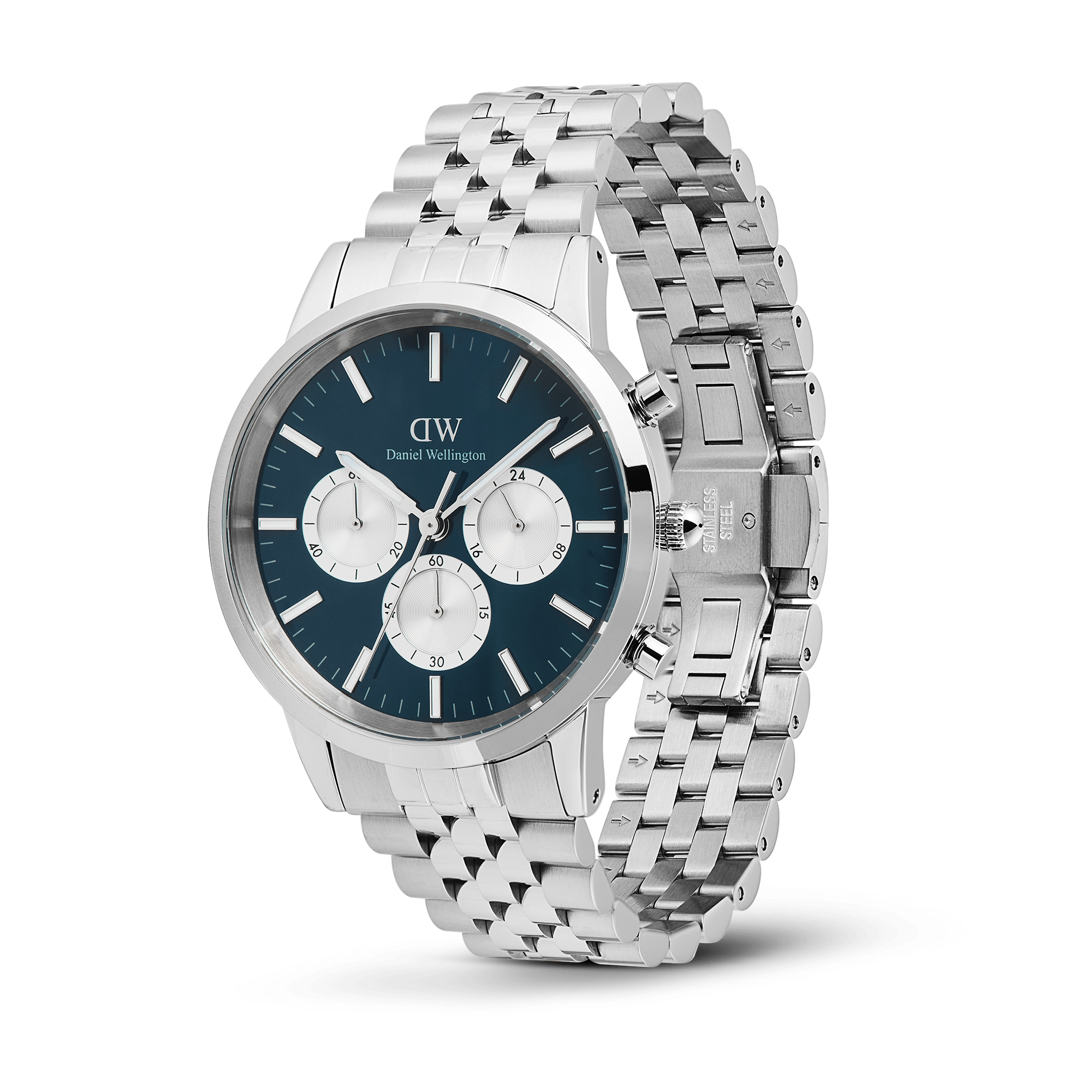 Daniel Wellington Iconic Chronograph Arch 5-Link Arctic Panda Silver
