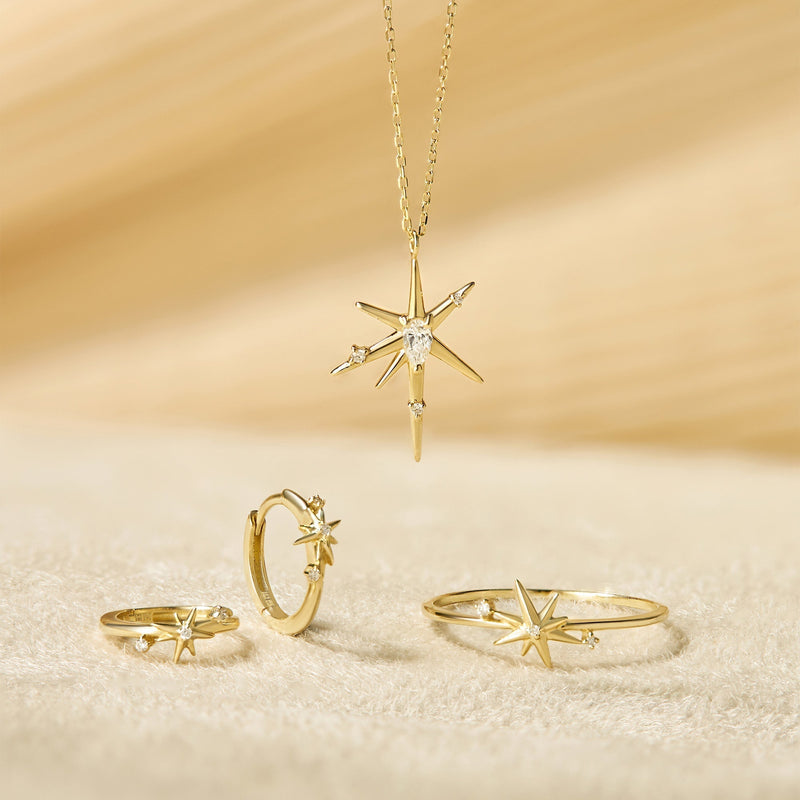 Ania Haie 14ct Gold Diamond Star Pendant Necklace
