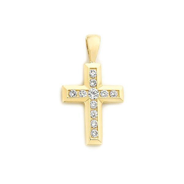 18ct Gold Channel Set Cross Pendant