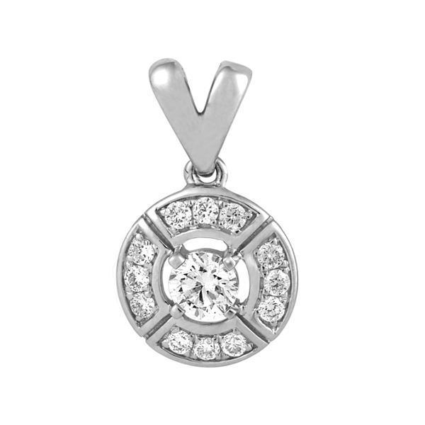 18ct White Gold Circle Design with Round Brilliant-cut Diamond Claw Centre Pendant
