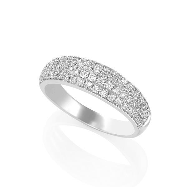 18ct White Gold Dome Micro Pave Set Round Brilliant-cut Diamond Ring