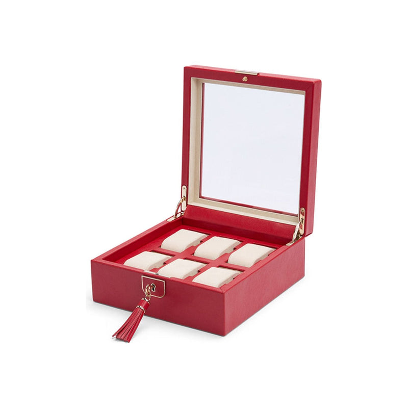 Wolf Palermo 6 Piece Watch Box Red