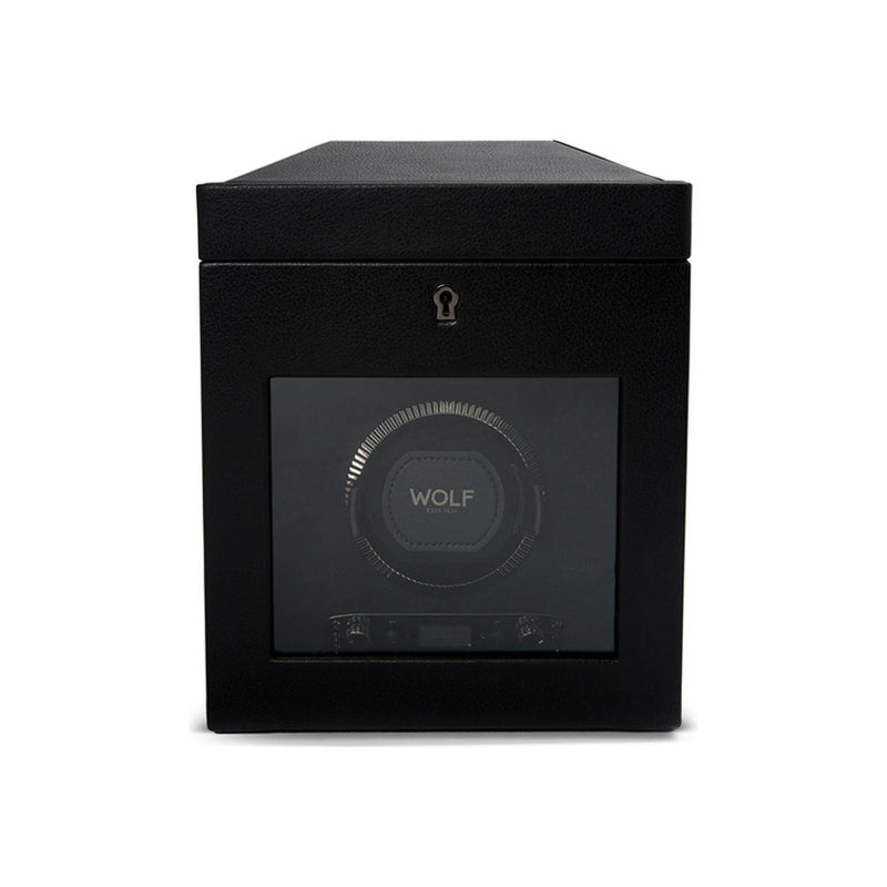 Wolf British Racing Single Watch Winder with Storage Black