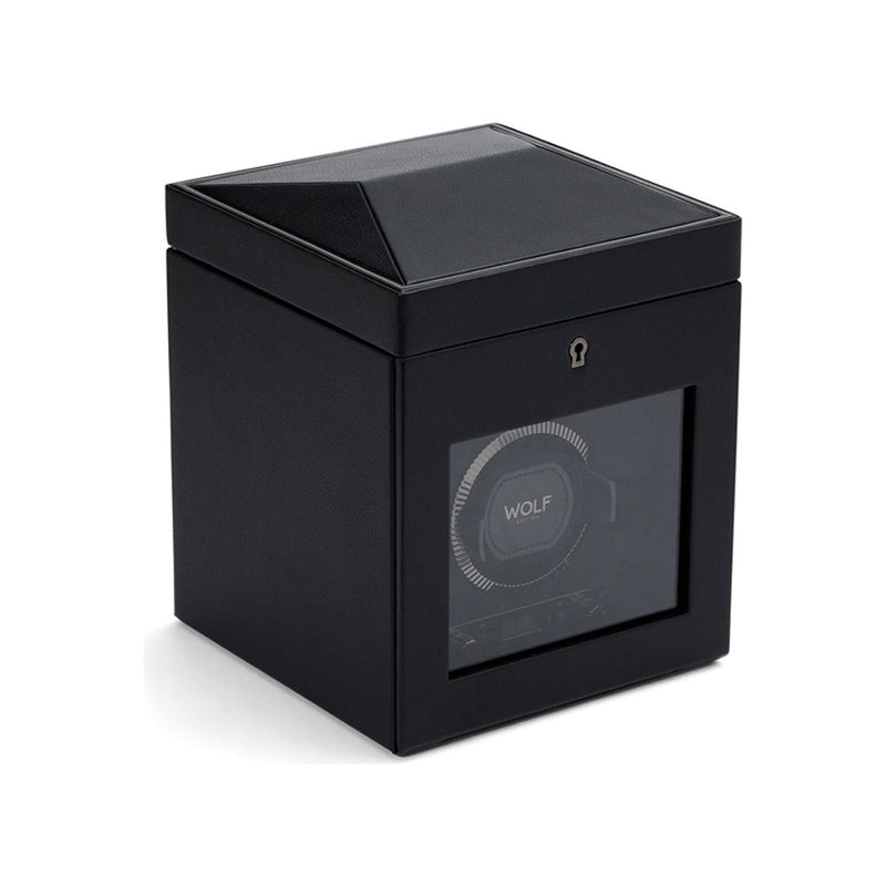 Wolf British Racing Single Watch Winder with Storage Black