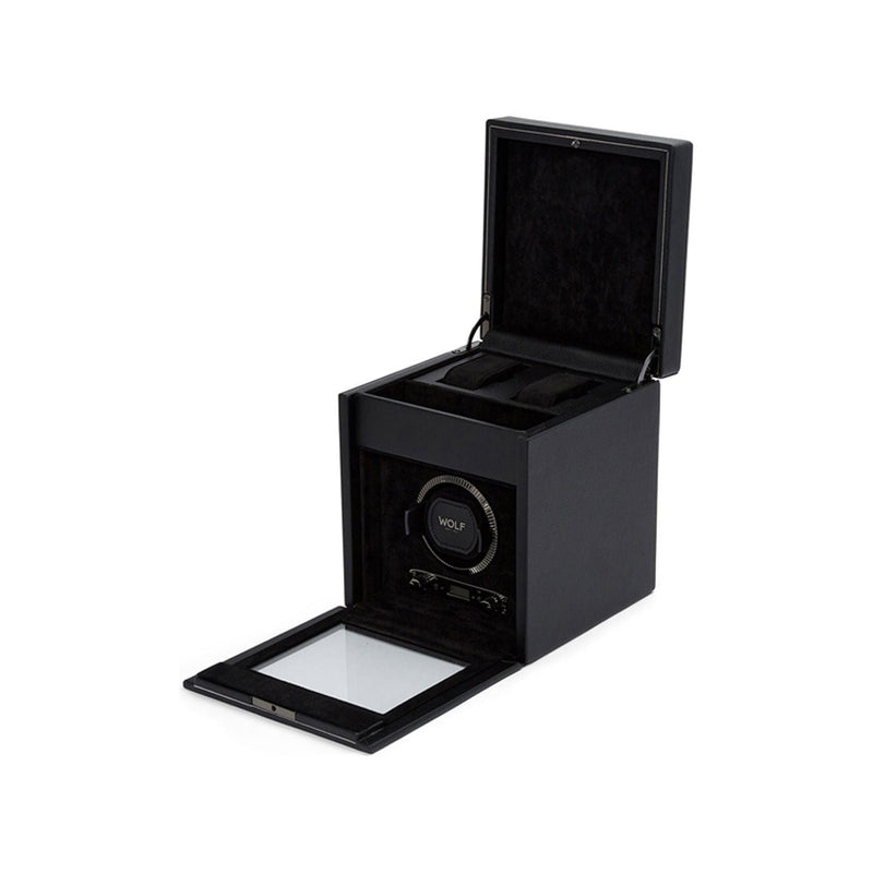 Wolf British Racing Single Watch Winder with Storage Black