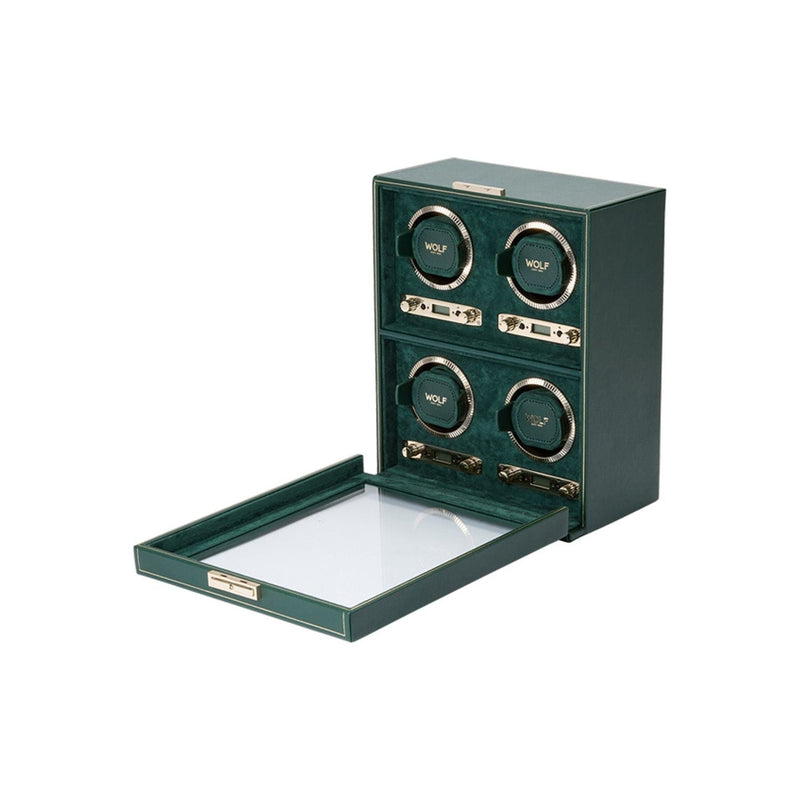 Wolf British Racing Green 4 Piece Watch Winder