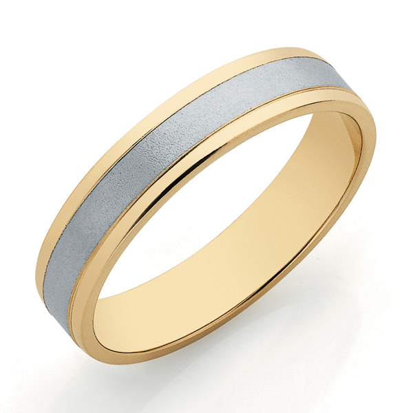9ct 2-Tone Gold 4mm Band