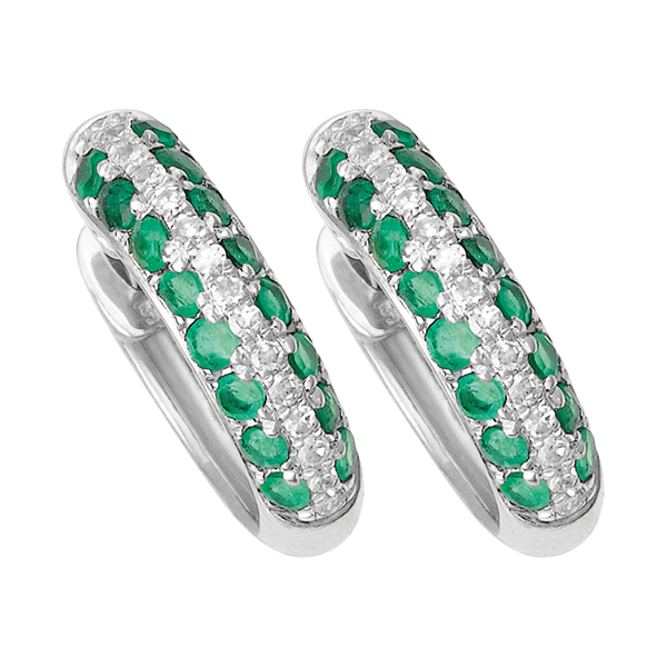 9ct Gold Emerald & Diamond Huggies