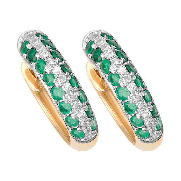 9ct Gold Emerald & Diamond Huggies